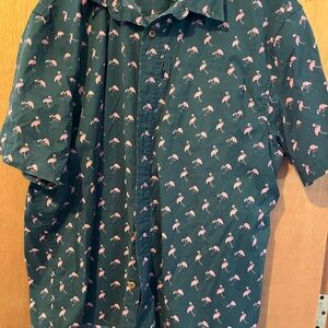 Duluth Trading Co Green Flamingo Shirt